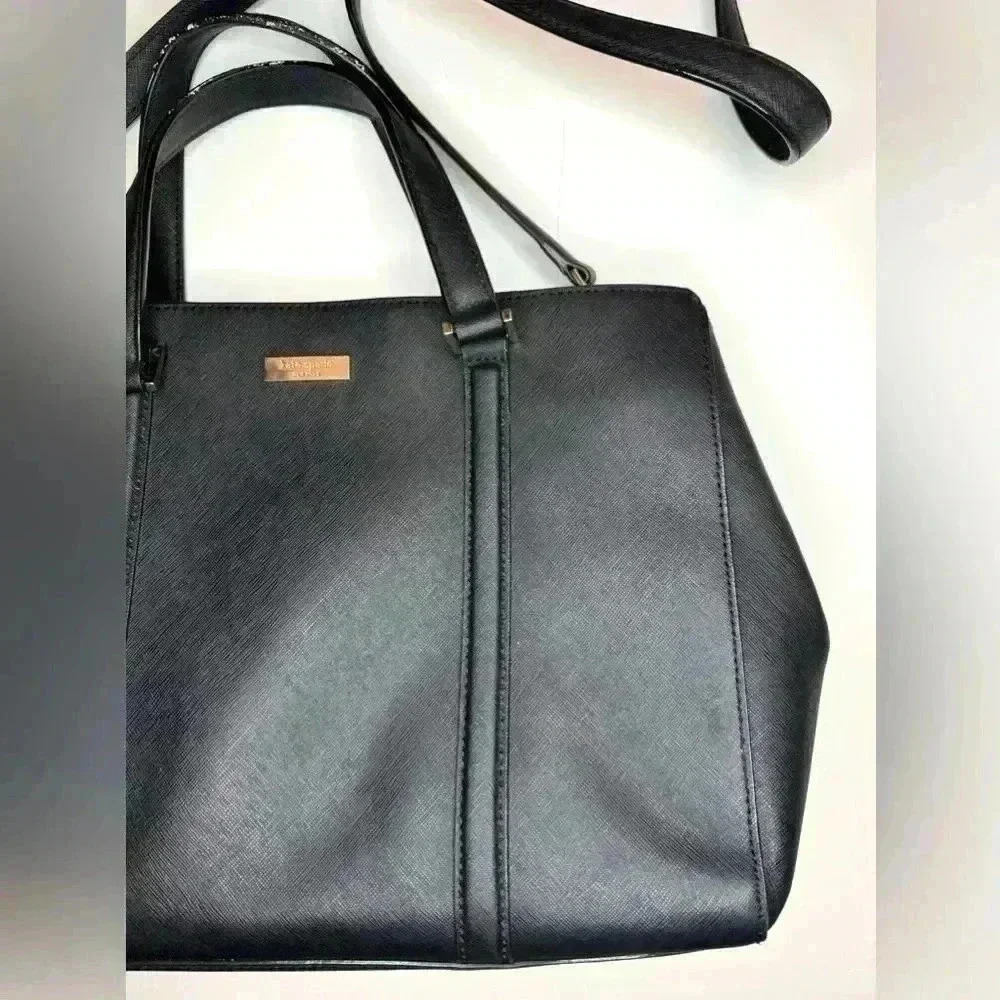 Kate Spade Newbury Lane Black Saffiano Leather Satchel Purse - Picture 2 of 8